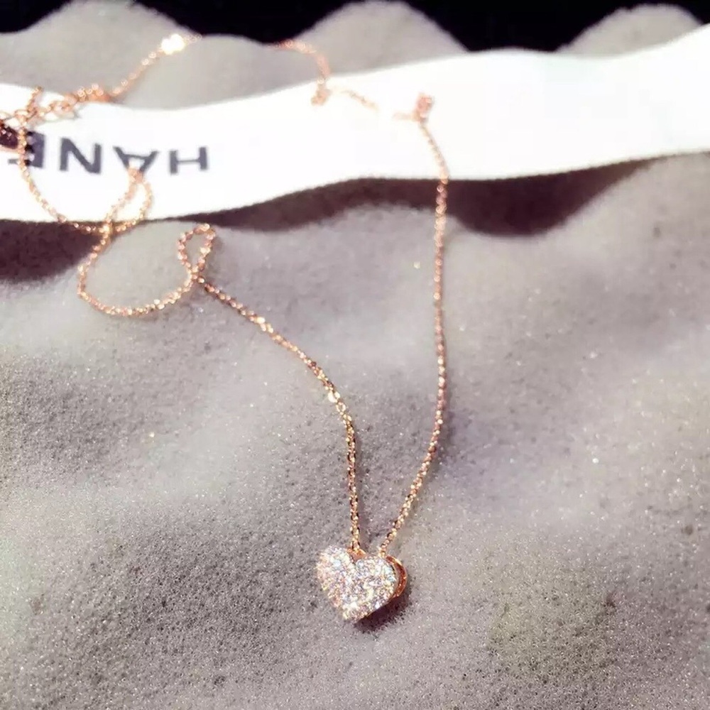 Women Luxury Bling Love Heart Necklace - Picture 2 of 4
